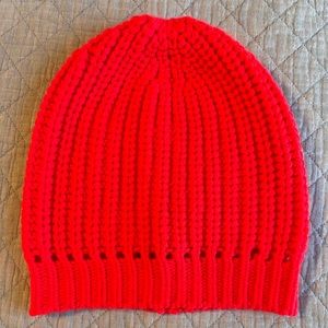 J. Crew Neon Coral Knit Beanie
